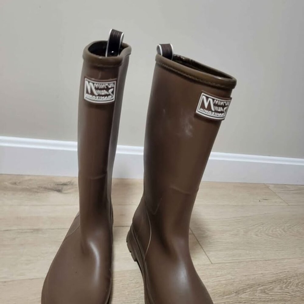brown rain boots